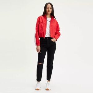 Premium Levi’s black wedgie fit jeans with distressing, size 28